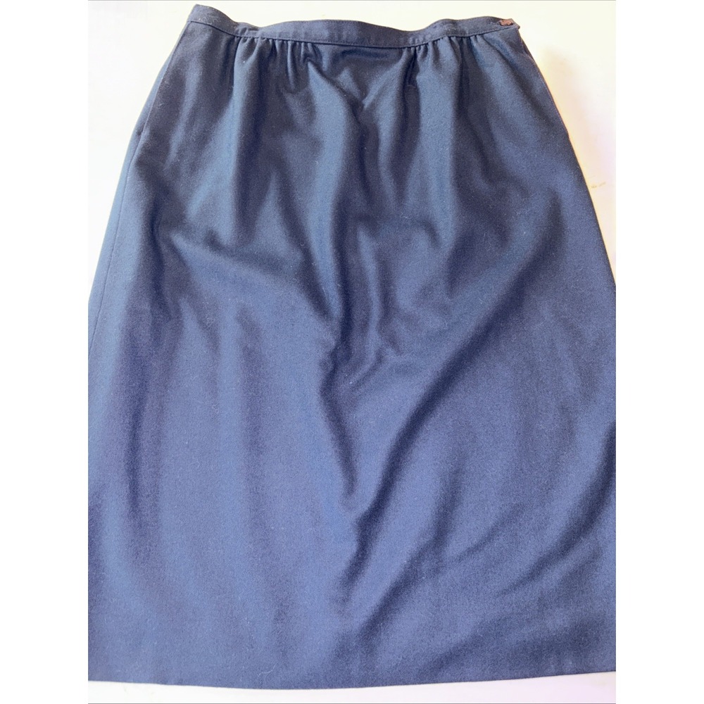 Pendleton Midi Skirt Womens 14 Navy Blue Pure Virgin Wool USA Woolen Mill Lined